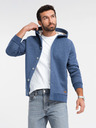 Ombre Clothing Pánská mikina s kapucí na knoflíky modrá Ombre Clothing