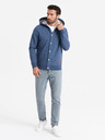 Ombre Clothing Pánská mikina s kapucí na knoflíky modrá Ombre Clothing
