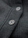 Ombre Clothing Pánská mikina s kapucí na knoflíky - grafitová melanž V4 OM-SSZP-0186 Ombre Clothing