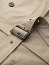 Ombre Clothing Elegantní pánský plášť SLIM FIT s páskem béžový Ombre Clothing