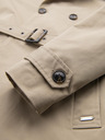 Ombre Clothing Elegantní pánský plášť SLIM FIT s páskem béžový Ombre Clothing