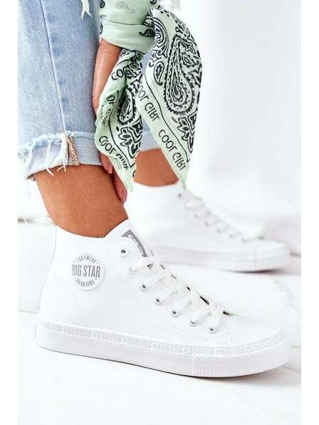 BIG STAR SHOES Women's Leather High Sneakers Big Star bílá
