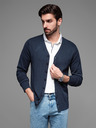 Ombre Clothing Pánský pletený svetr se strukturovanými puntíky - tmavě modrý Ombre Clothing