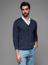 Ombre Clothing Pánský pletený svetr se strukturovanými puntíky - tmavě modrý Ombre Clothing