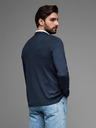Ombre Clothing Pánský pletený svetr se strukturovanými puntíky - tmavě modrý Ombre Clothing