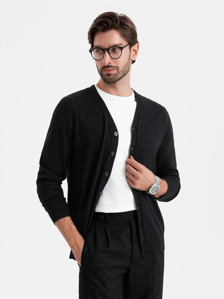 Ombre Clothing Pánský pletený svetr se strukturovanými puntíky - tmavě modrý Ombre Clothing