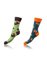 Bellinda CRAZY SOCKS 2x - Veselé ponožky 2 páry - oranžová - světle zelená