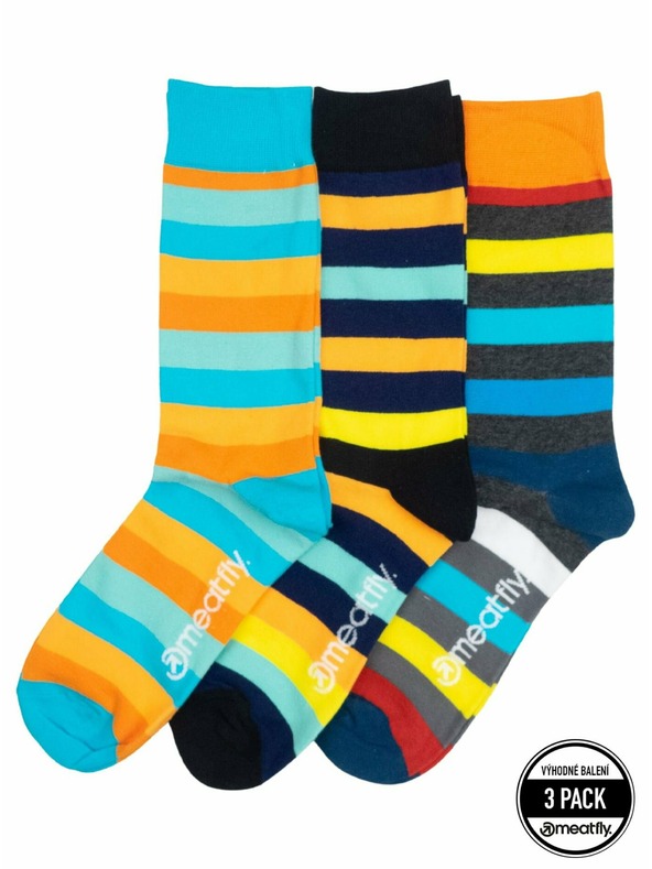Meatfly Meatfly ponožky Lexy Triple Pack Orange Stripes | Mnohobarevná | Velikost