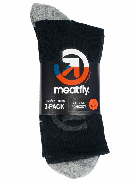 Meatfly Meatfly ponožky Long Triple Pack Bike Black | Černá | Velikost