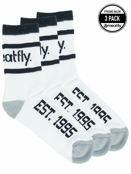 Meatfly Meatfly ponožky Long Triple Pack White | Bílá | Velikost