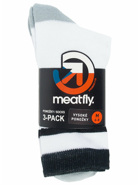 Meatfly Meatfly ponožky Long Triple Pack White | Bílá | Velikost