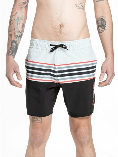 Meatfly Meatfly pánské plavky Keith Boardshorts 17" Light Grey / Red Orange | Šedá | Velikost