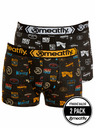 Meatfly Meatfly pánské boxerky Balboa Boxershorts Double Pack Badges | Černá | Velikost