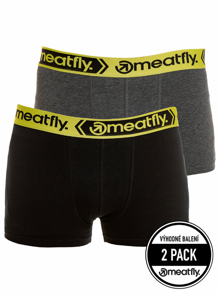 Meatfly Meatfly pánské boxerky Balboa Boxershorts Double Pack Grey Heather/Black | Černá | Velikost