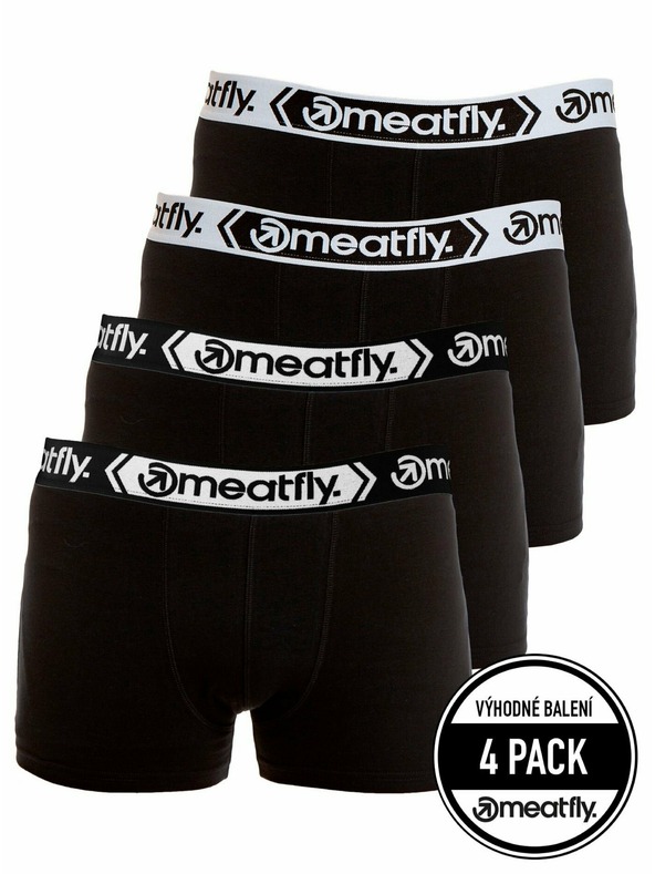 Meatfly Meatfly pánské boxerky Balboa Boxershorts Four Pack Black/Black | Černá | Velikost