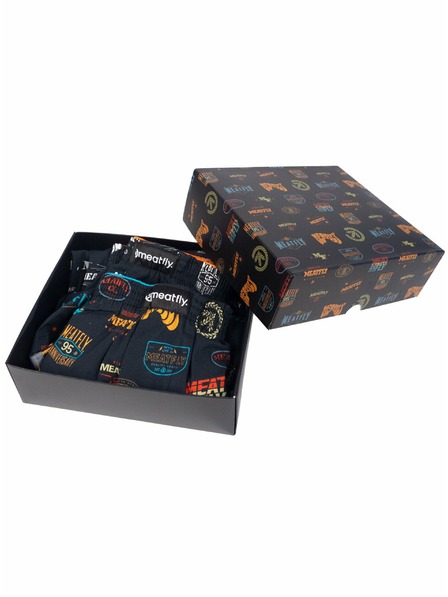 Meatfly Meatfly pánské trenýrky Agostino Badges Gift Pack | Černá | Velikost