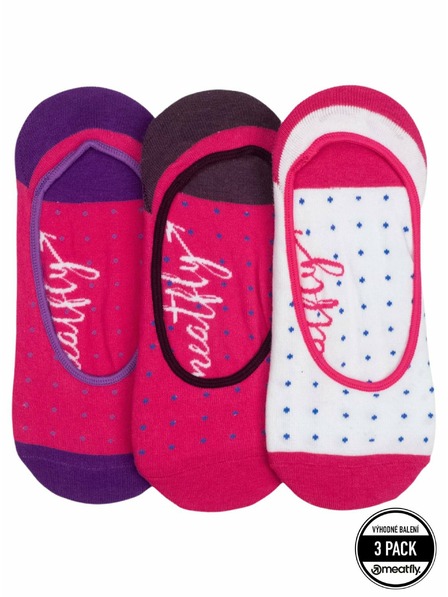 Meatfly Meatfly ponožky Low Socks Triple Pack Fuchsia Dots | Fialová | Velikost