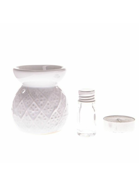 Casa de Engel Keramická aromalampa + olej, svíčka, fresh linen, 0/96