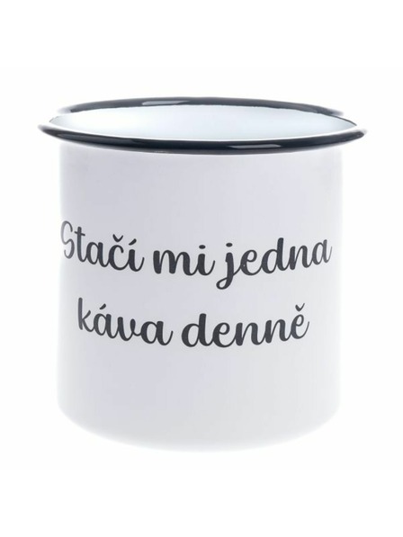 Casa de Engel Smaltový dekorační hrnek "Stačí mi jedna káva denně", 1000ml, 0/36