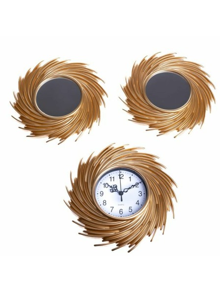 Casa de Engel Plastový nástěnný set - hodiny a zrcadla 216x25cm - sada 3ks, 1/20