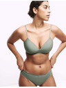 Marks & Spencer Bavlněné bikinové kalhotky s krajkou, sada 3 ks Marks & Spencer zelená