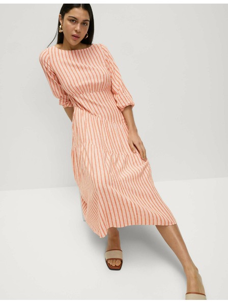 Marks & Spencer Asymetrické plážové midi šaty s vysokým podílem lnu Marks & Spencer oranžová