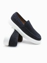 Ombre Clothing Tmavě modré pánské semišové nazouvací polobotky Ombre Clothing