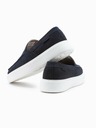 Ombre Clothing Tmavě modré pánské semišové nazouvací polobotky Ombre Clothing