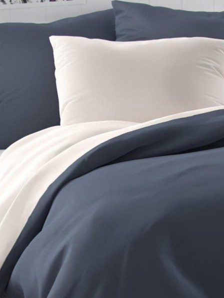 Kvalitex Saténové francouzské povlečení LUXURY COLLECTION 1+2, 200x200, 70x90cm tmavě šedé / bílé