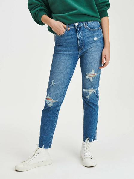 GAP Džíny slim High Rise Destructed Vintage GAP