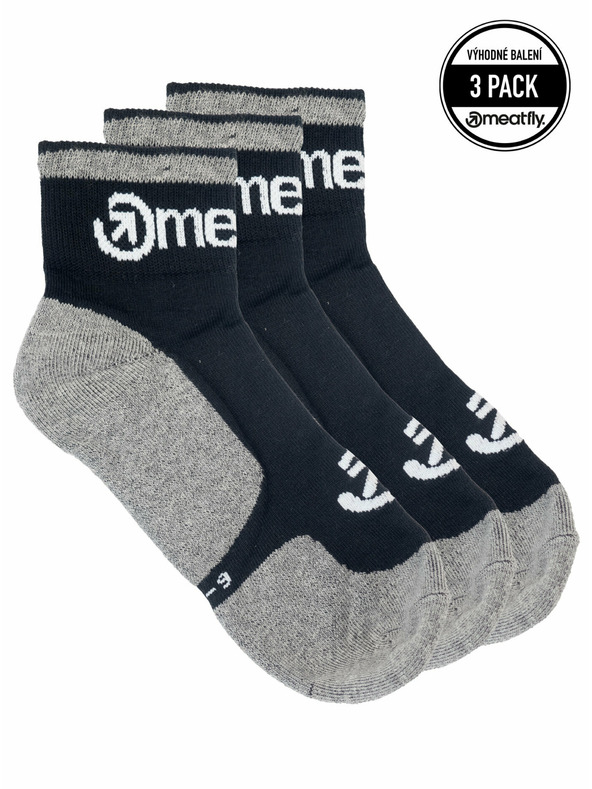 Meatfly Meatfly ponožky Middle Triple pack Grey | Černá | Velikost