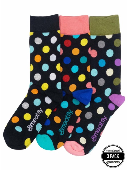Meatfly Meatfly ponožky Lexy Triple Pack Black Dots | Mnohobarevná | Velikost