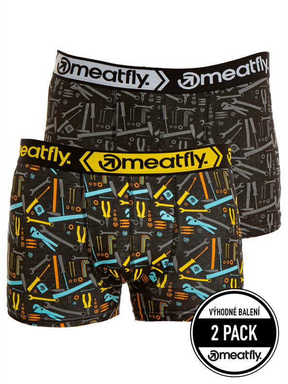 Meatfly Meatfly pánské boxerky Balboa Boxershorts Double Pack Tools | Černá | Velikost