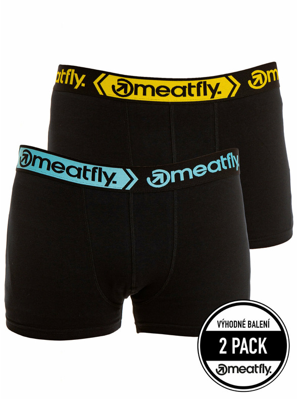 Meatfly Meatfly pánské boxerky Balboa Boxershorts Double Pack Black | Černá | Velikost