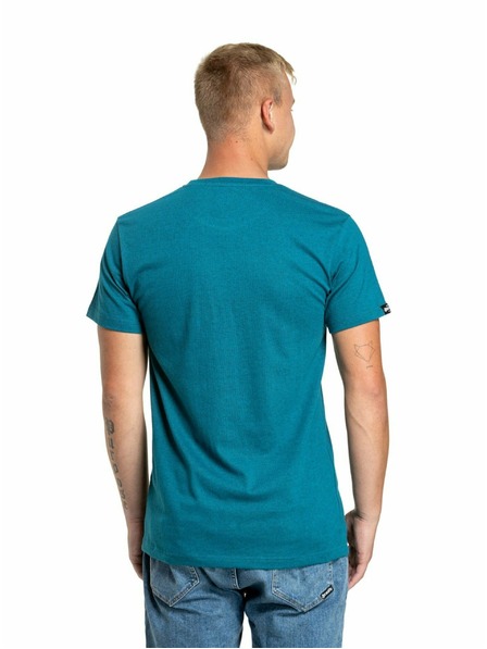 Meatfly Meatfly pánské tričko Striped Logo Petrol Heather | Modrá | Velikost