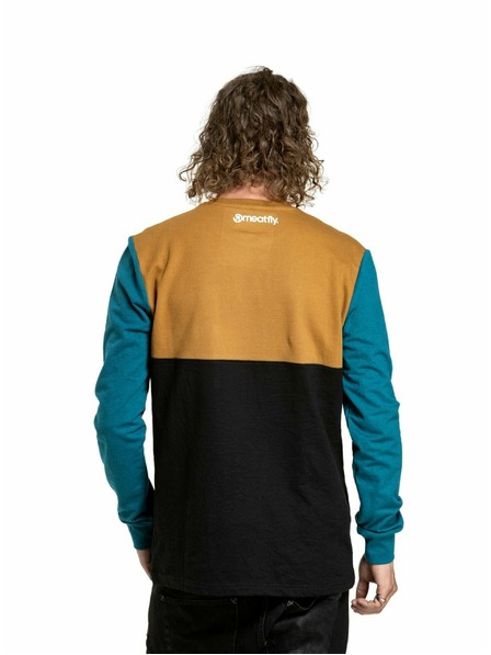 Meatfly Meatfly pánské tričko s dlouhým rukávem Harvey Petrol Heather/Gold Brown | Modrá | Velikost