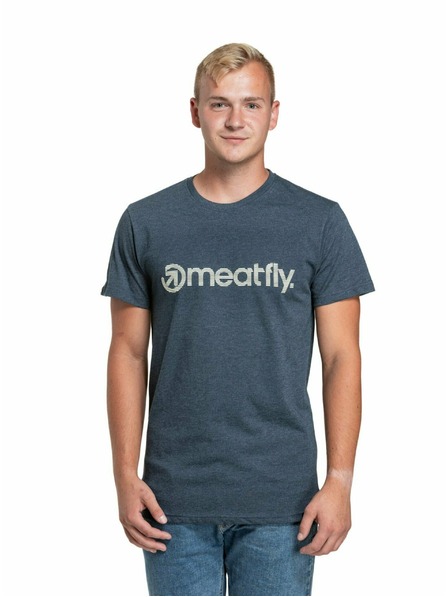 Meatfly Meatfly pánské tričko Striped Logo Navy Heather | Modrá | Velikost