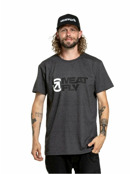 Meatfly Meatfly pánské tričko Revital Black/Charcoal Heather | Černá | Velikost