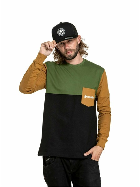 Meatfly Meatfly pánské tričko s dlouhým rukávem Harvey Olive/Gold Brown | Hnědá | Velikost