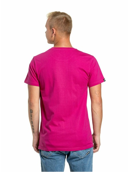 Meatfly Meatfly pánské tričko Striped Logo Magenta | Růžová | Velikost S | 100% bavlna