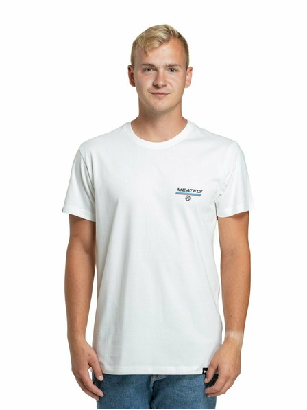 Meatfly Meatfly pánské tričko Racing Spirit White | Bílá | Velikost S | 100% bavlna
