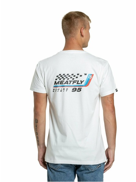 Meatfly Meatfly pánské tričko Racing Spirit White | Bílá | Velikost S | 100% bavlna