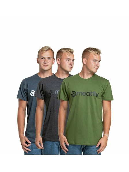 Meatfly Meatfly balení pánských triček MF Logo Multipack Charcoal Heather/Olive/Navy Heather | Šedá