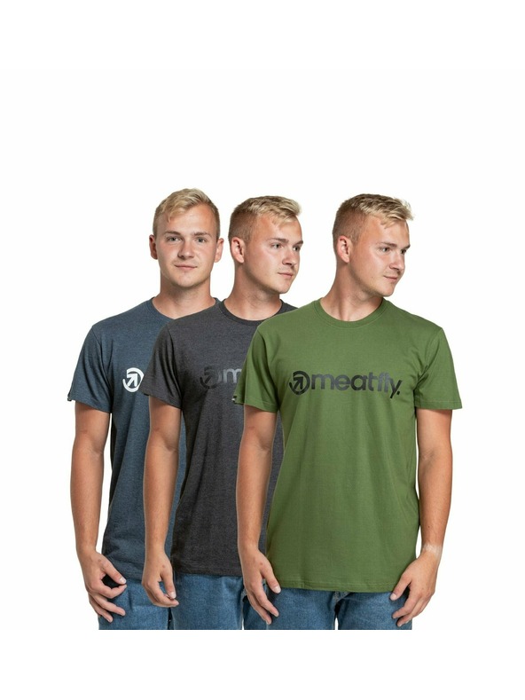 Meatfly Meatfly balení pánských triček MF Logo Multipack Charcoal Heather/Olive/Navy Heather | Šedá