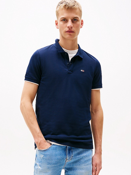 Tommy Hilfiger Pánské modré polo triko Flag Patch Tommy Hilfiger