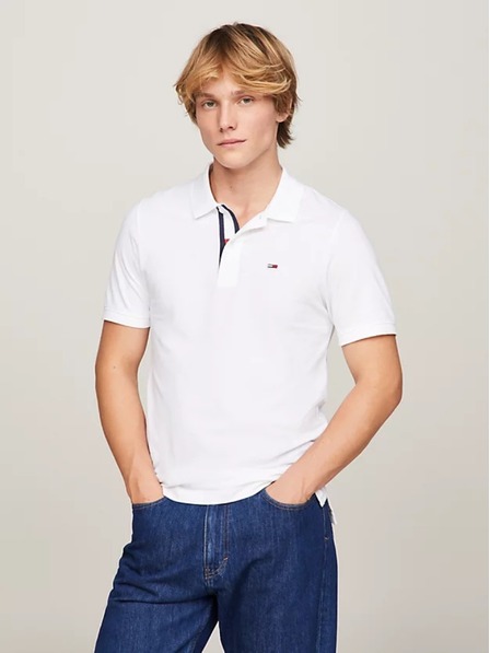 Tommy Jeans Pánská bílá polokošile Tommy Jeans Pure Organic Slim Fit Polo YBR White