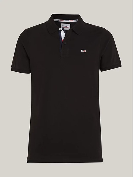 Tommy Jeans Pánská černá polokošile Tommy Jeans Pure Organic Slim Fit Polo BDS Black
