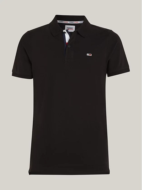 Tommy Jeans Pánská černá polokošile Tommy Jeans Pure Organic Slim Fit Polo BDS Black