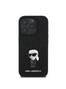 Karl Lagerfeld Karl Lagerfeld Fixed Glitter Metal Ikonik Zadní Kryt pro iPhone 16 Pro Max Black