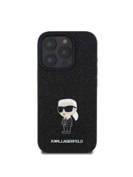 Karl Lagerfeld Karl Lagerfeld Fixed Glitter Metal Ikonik Zadní Kryt pro iPhone 16 Pro Max Black